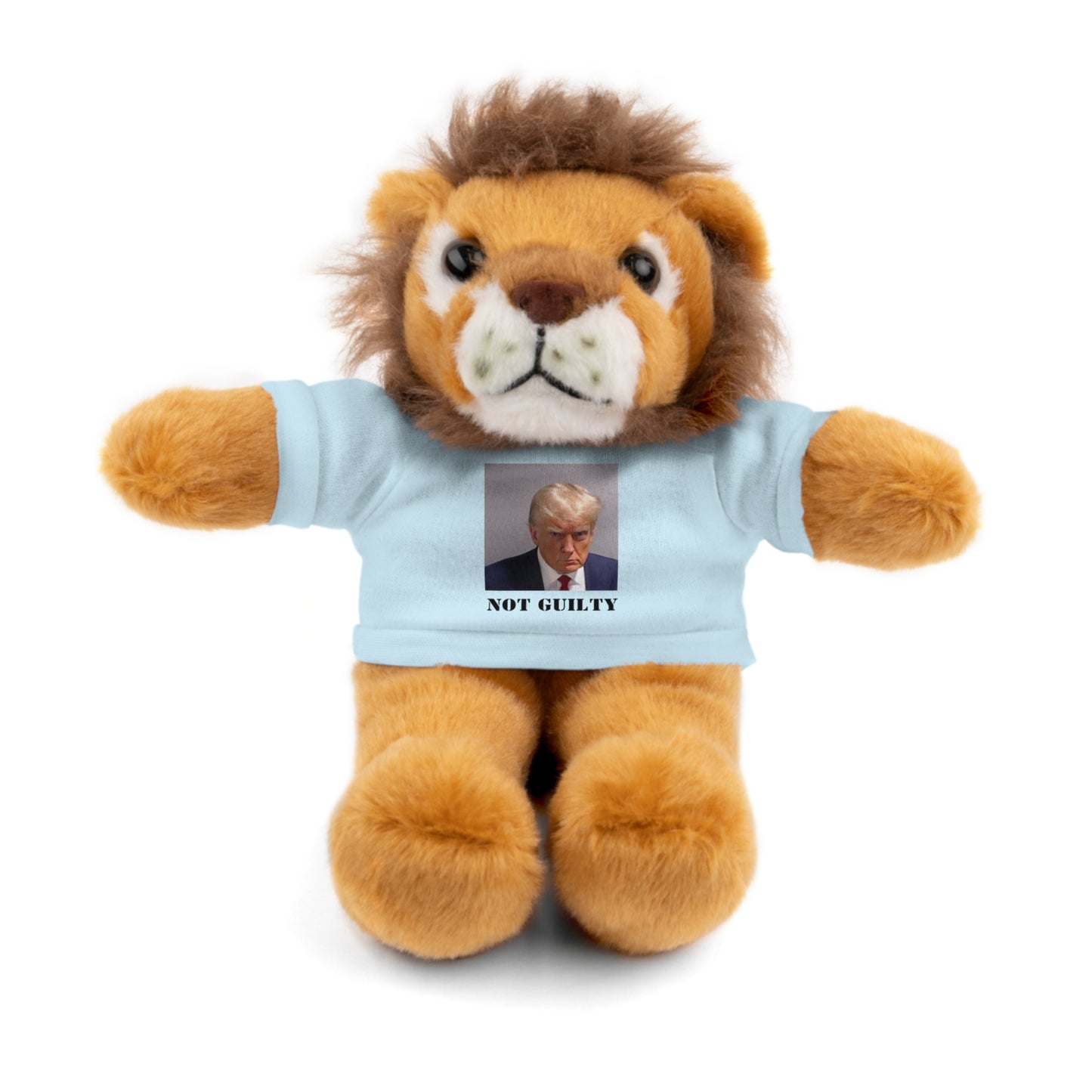 NOT GUILTY Trump Mugshot Stuffed Animal With T-Shirt