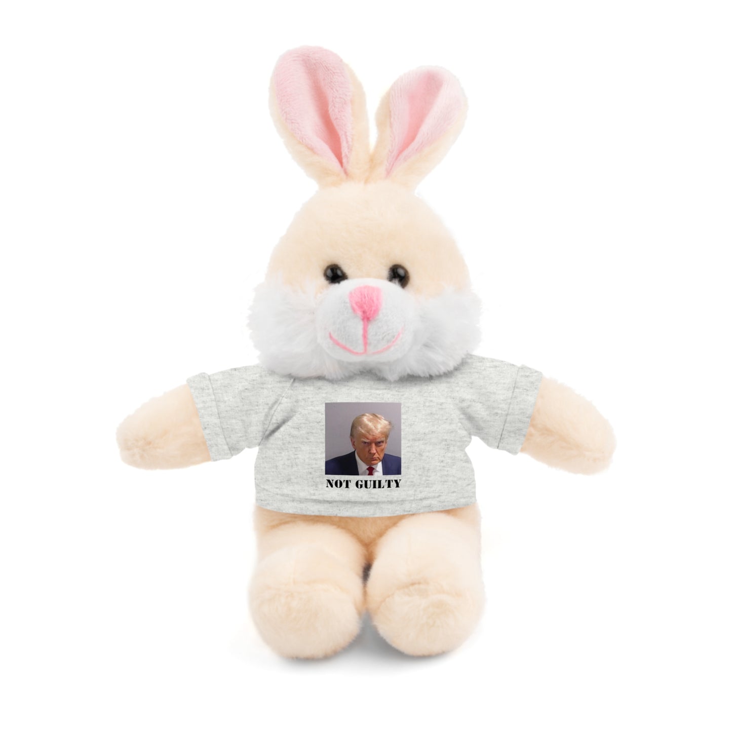 NOT GUILTY Trump Mugshot Stuffed Animal With T-Shirt