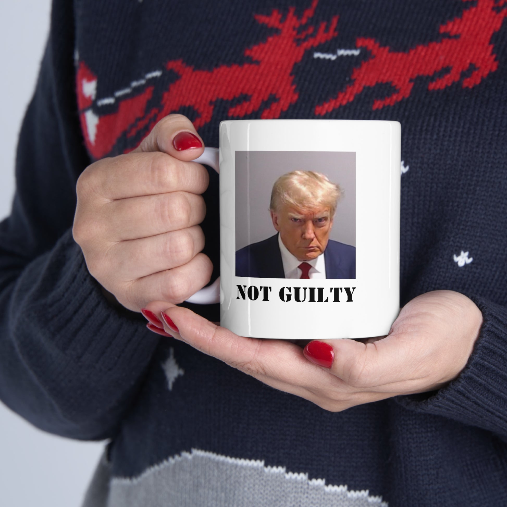 NOT GUILTY Trump Mugshot White Mug