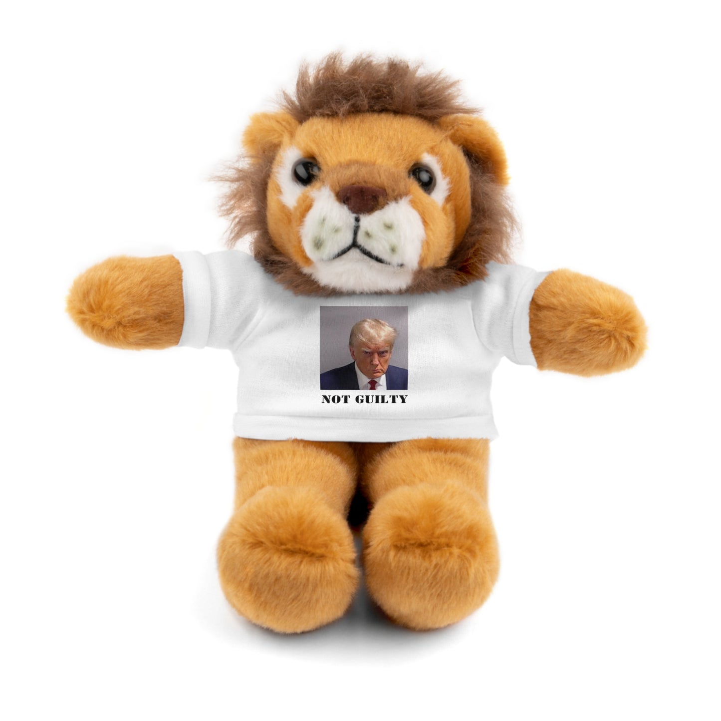 NOT GUILTY Trump Mugshot Stuffed Animal With T-Shirt