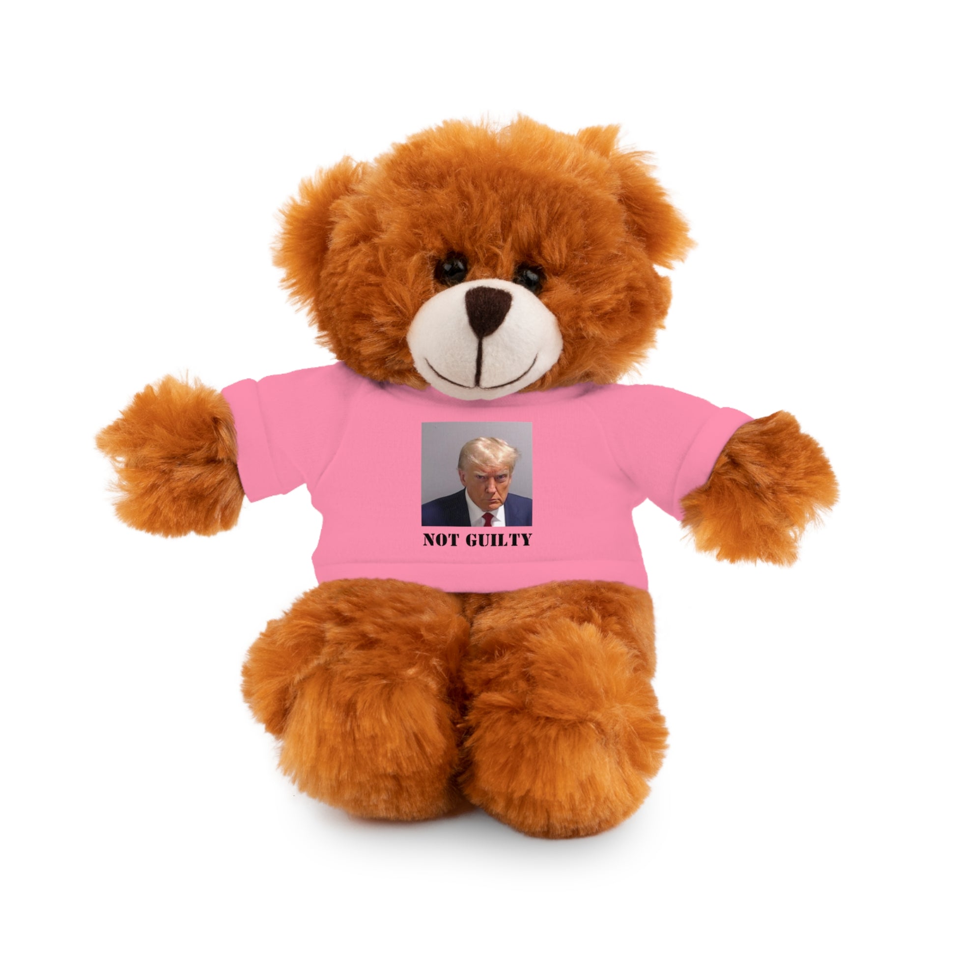 NOT GUILTY Trump Mugshot Stuffed Animal With T-Shirt