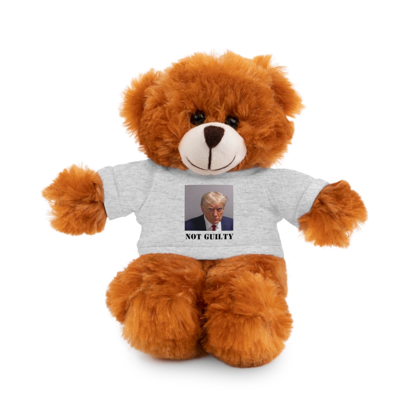 NOT GUILTY Trump Mugshot Stuffed Animal With T-Shirt