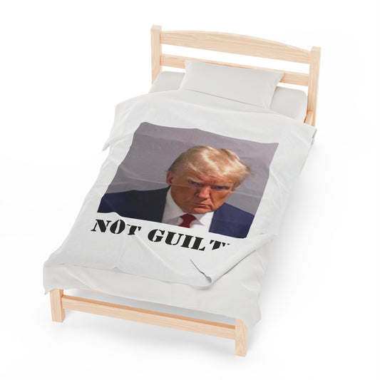 NOT GUILTY Trump Mugshot Plush Blanket