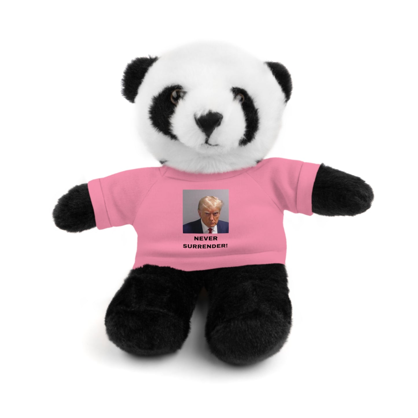 NEVER SURRENDER Trump Mugshot Stuffed Animal With T-Shirt