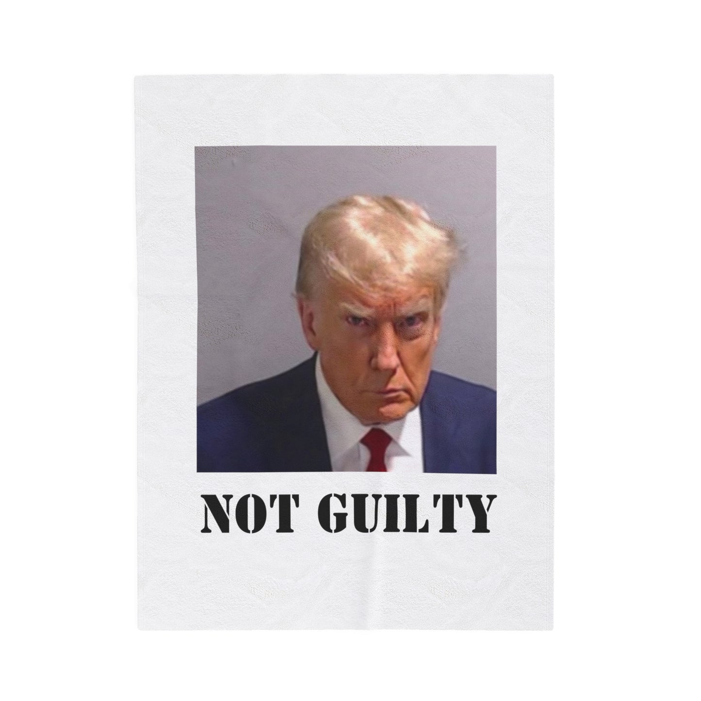 NOT GUILTY Trump Mugshot Plush Blanket