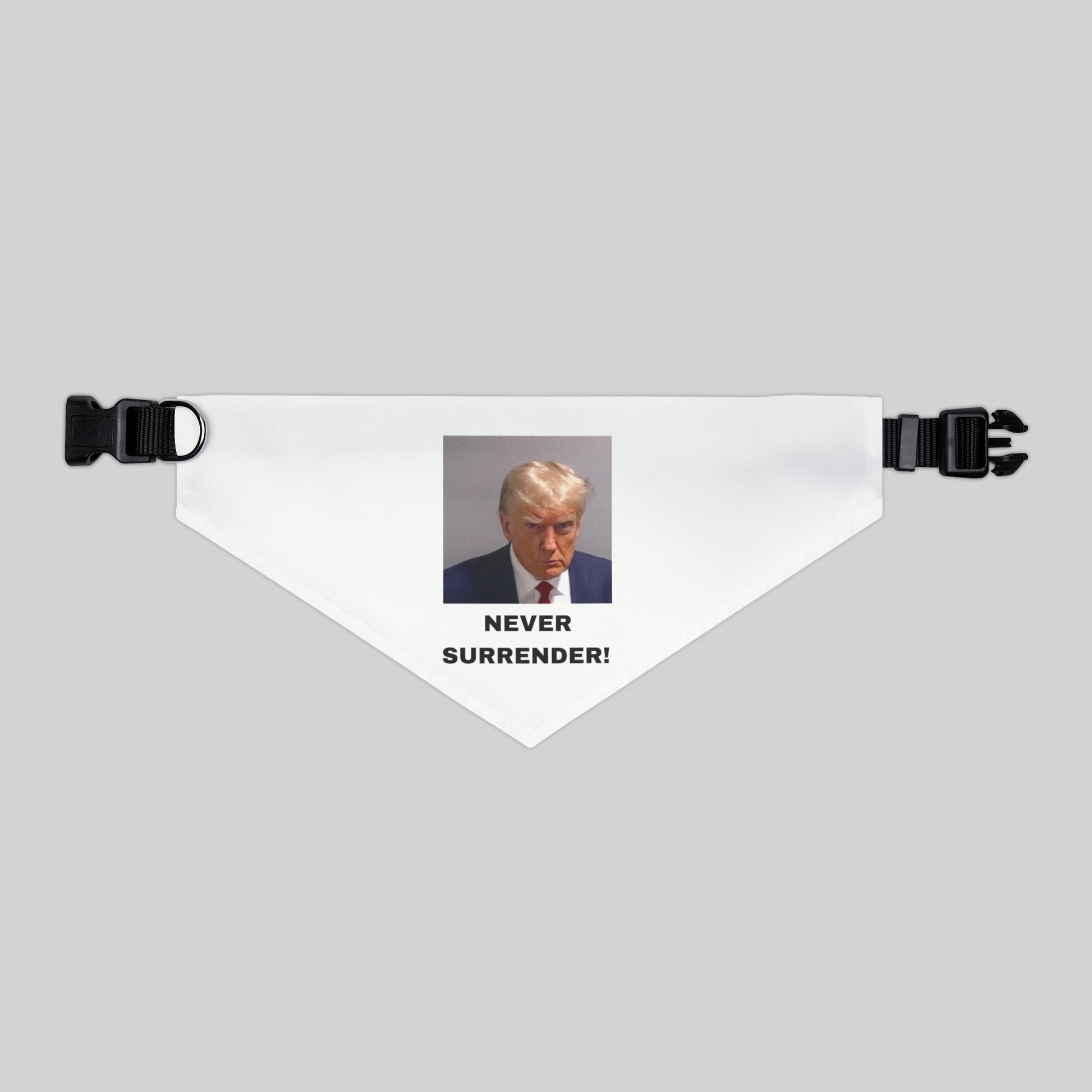 NEVER SURRENDER Trump Mugshot Pet Bandana Collar