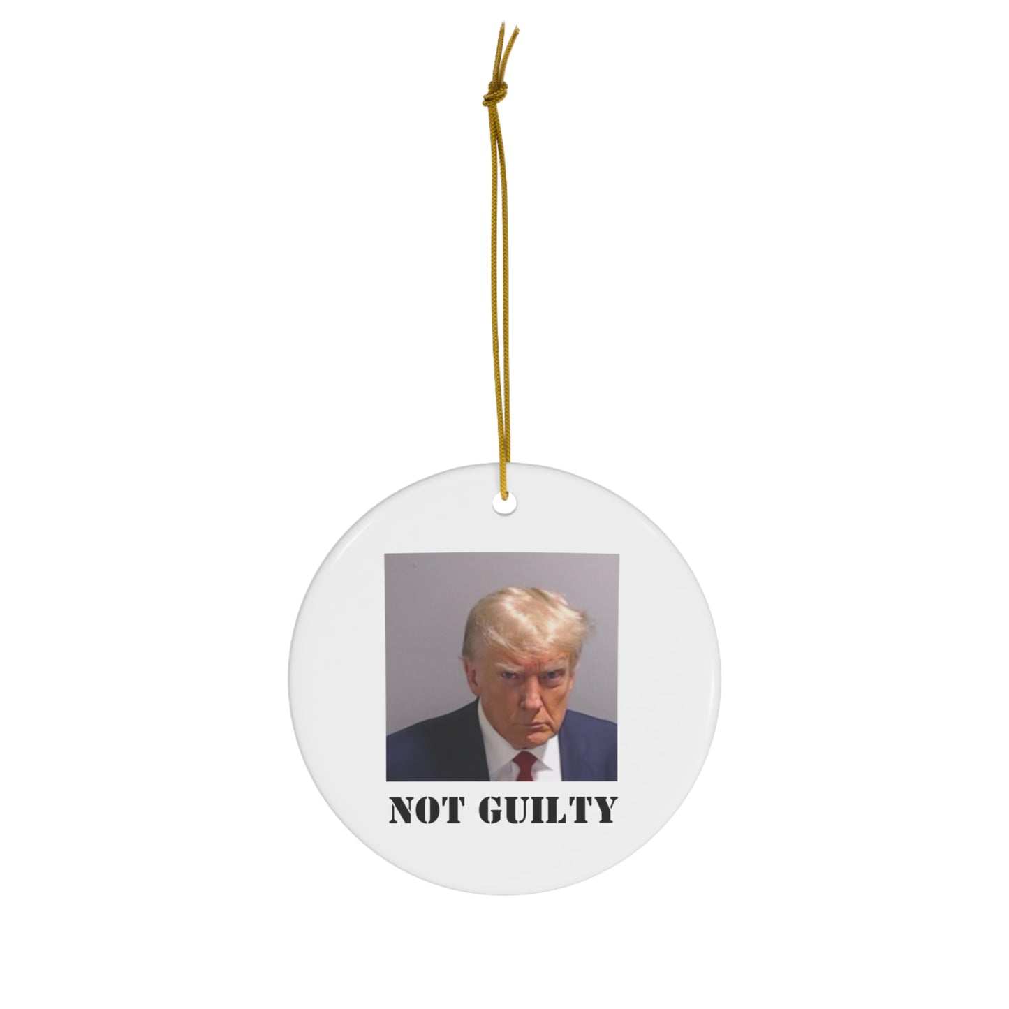 NOT GUILTY Trump Mugshot White Ornament