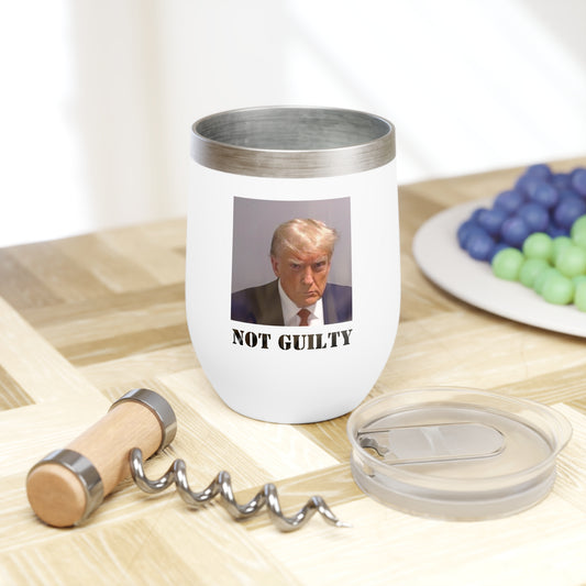 NOT GUILTY Trump Mugshot Wine Tumbler