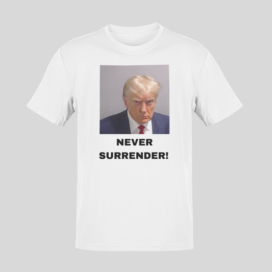 "Trump NEVER SURRENDER Mugshot" (In Color) UnisexT-Shirt