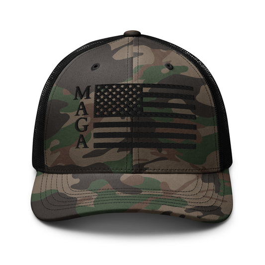 MAGA USA FLAG Camouflage Trucker Hat