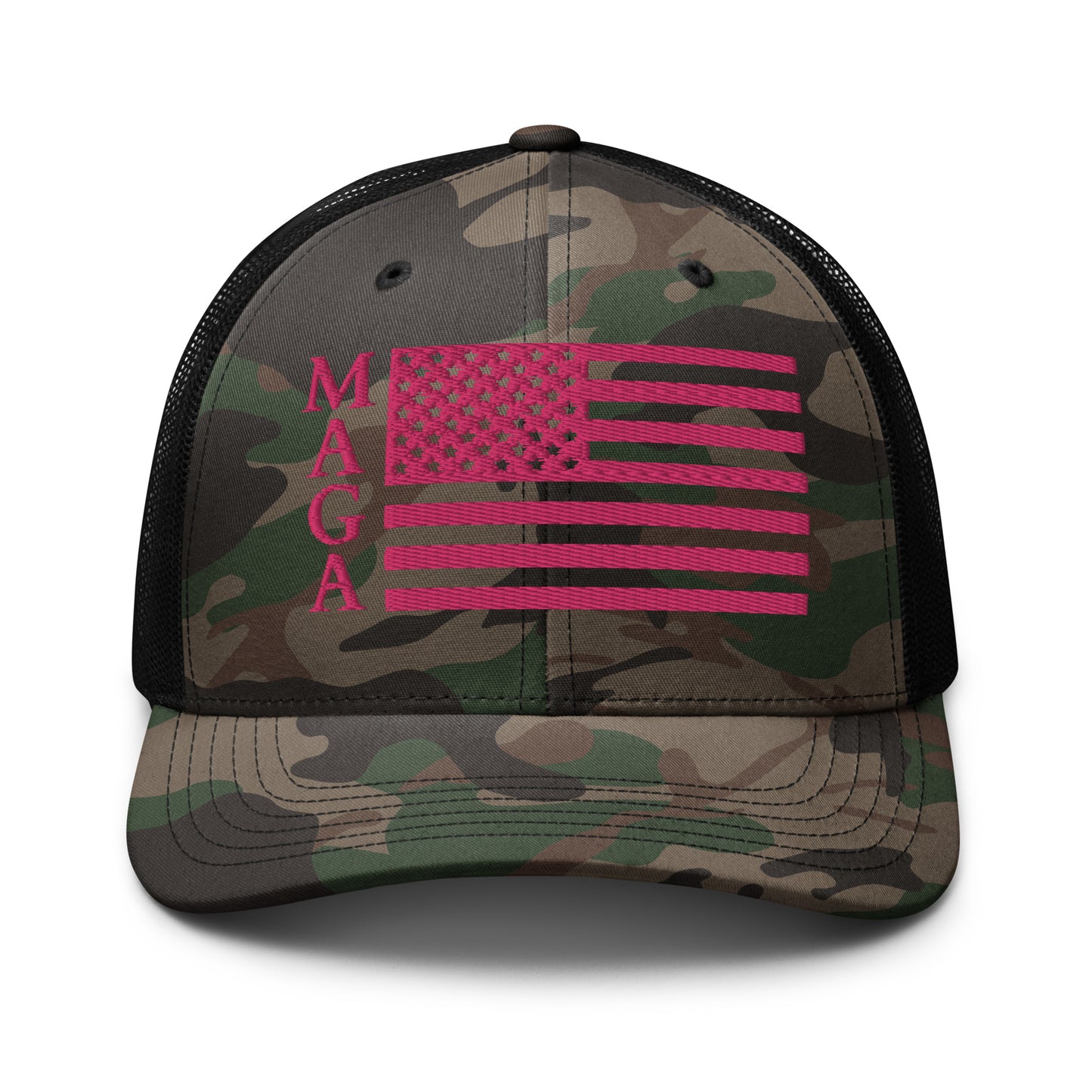 MAGA USA FLAG (In Pink) Camouflage Trucker Hat