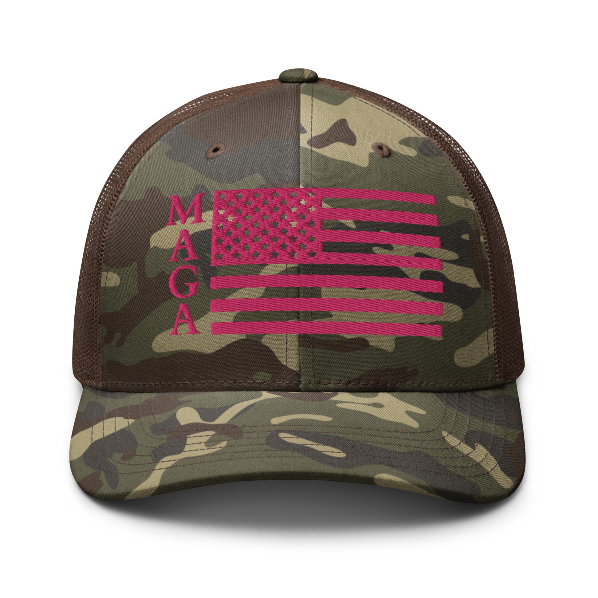 MAGA USA FLAG (In Pink) Camouflage Trucker Hat